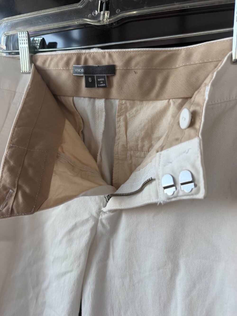 VINCE. Cream White Cotton Stretch Chino Pants Trousers 6 Classic Crop Slim - Picture 9 of 12